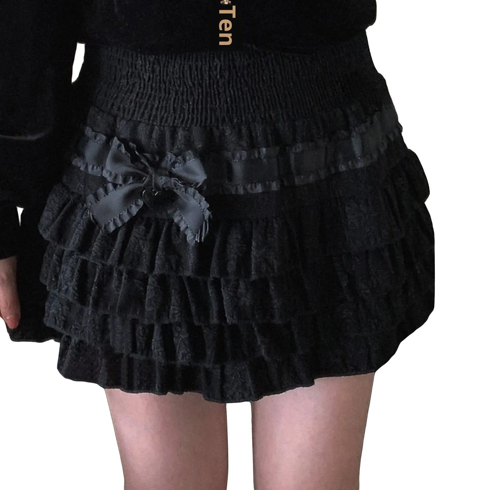 Women's velvet puffy cake high waist short skirt in pink, sweet style, polyester fabric