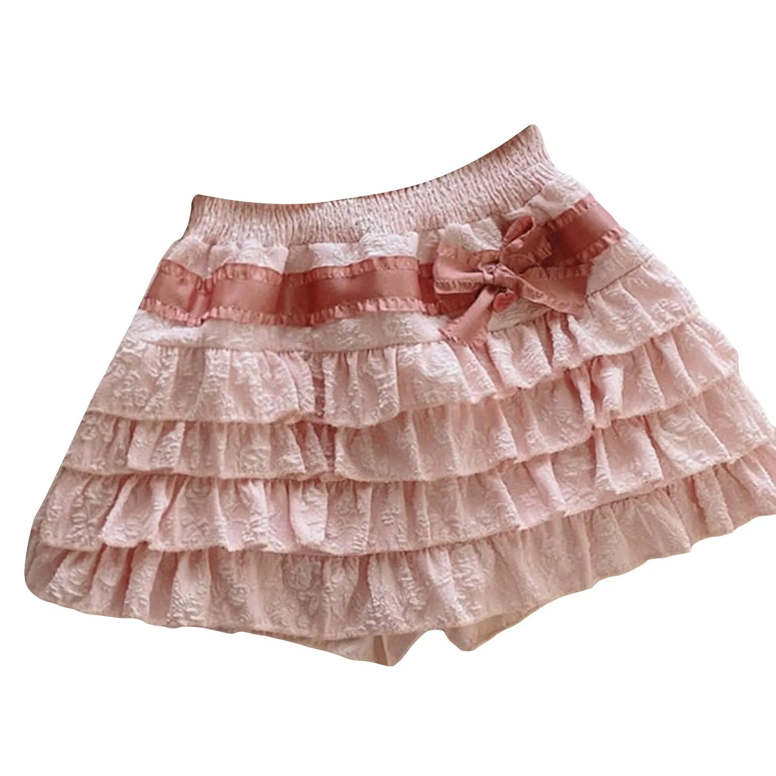 Women's velvet puffy cake high waist short skirt in pink, sweet style, polyester fabric