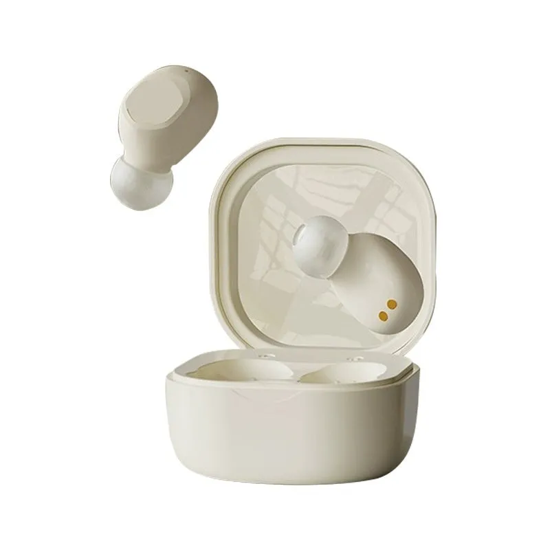 New Bluetooth headset wireless noise reduction sports cute in-ear earbuds in black with plastic construction