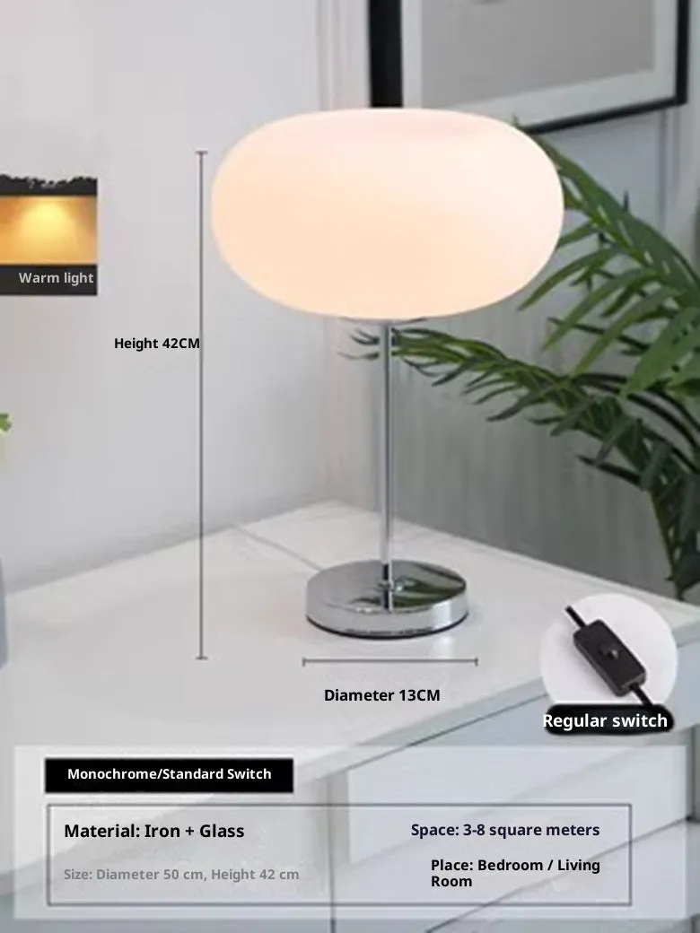 Medieval bedside decorations glass lamp with 28cm diameter shade and button switch