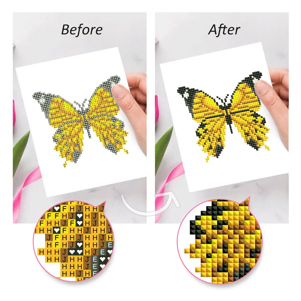 Diamond painting kit set with 12 non-repeating frameless acrylic cartoon designs on white background