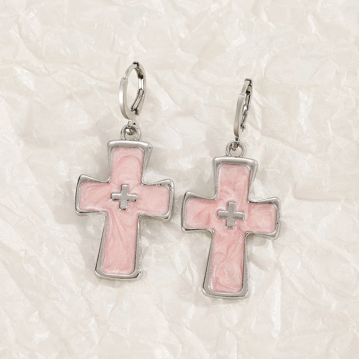 Women's classic cross crystal alloy earrings in five colour variations with geometric and animal designs