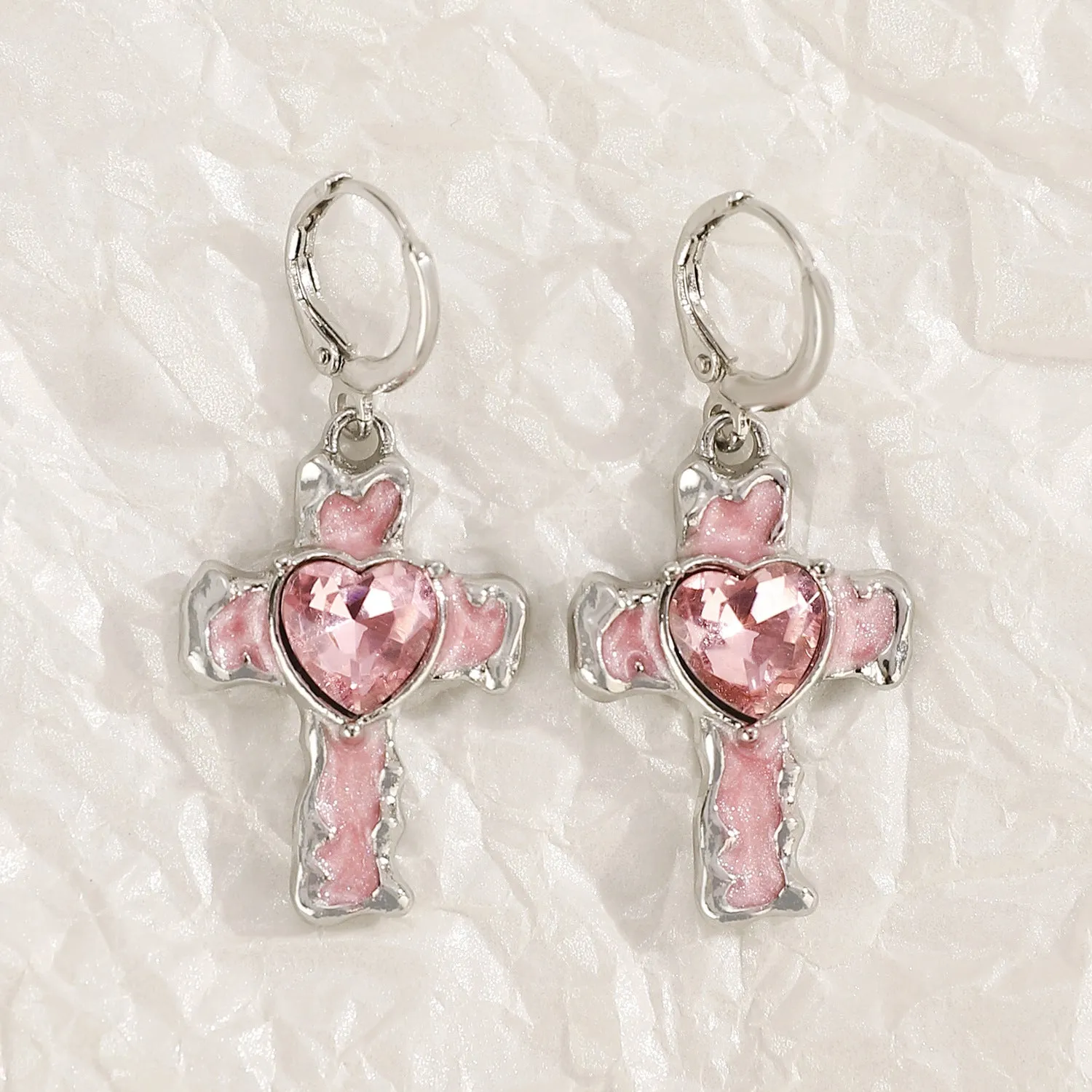 Women's classic cross crystal alloy earrings in five colour variations with geometric and animal designs