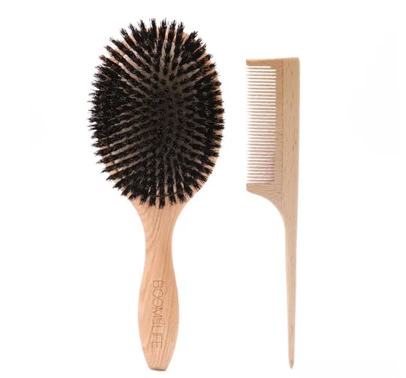 Whole pig hair nanzhu air cushion comb with bamboo body and natural bristles
