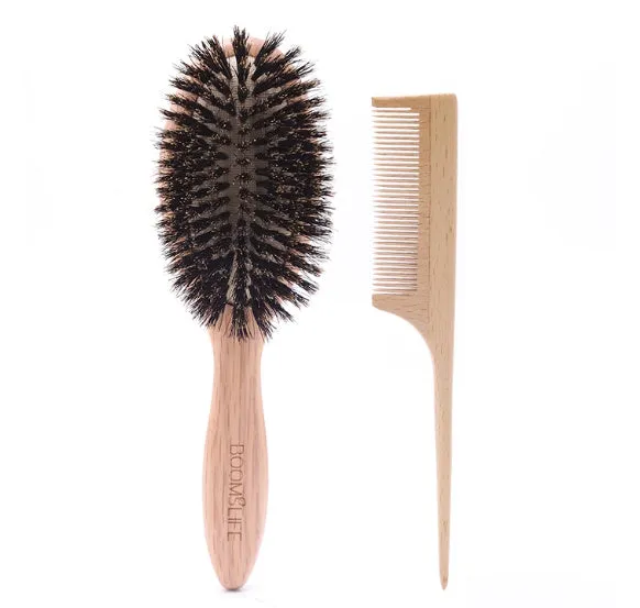 Whole pig hair nanzhu air cushion comb with bamboo body and natural bristles