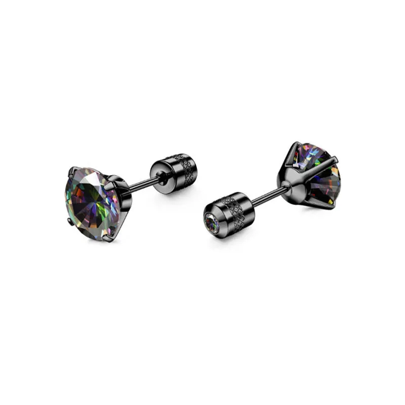 Geometric stainless steel zircon earring unisex diamond treatment multiple colours and sizes 3mm to 8mm