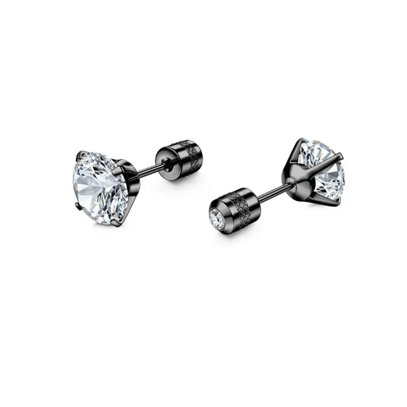 Geometric stainless steel zircon earring unisex diamond treatment multiple colours and sizes 3mm to 8mm