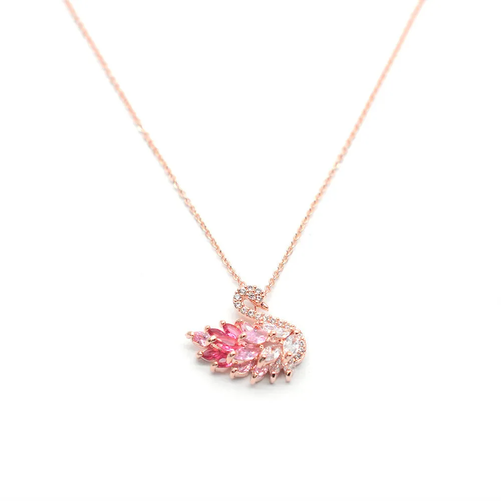 Black swan pendant necklace on copper snake bone chain, adjustable 51-80cm, alloy pendant, multiple colour options