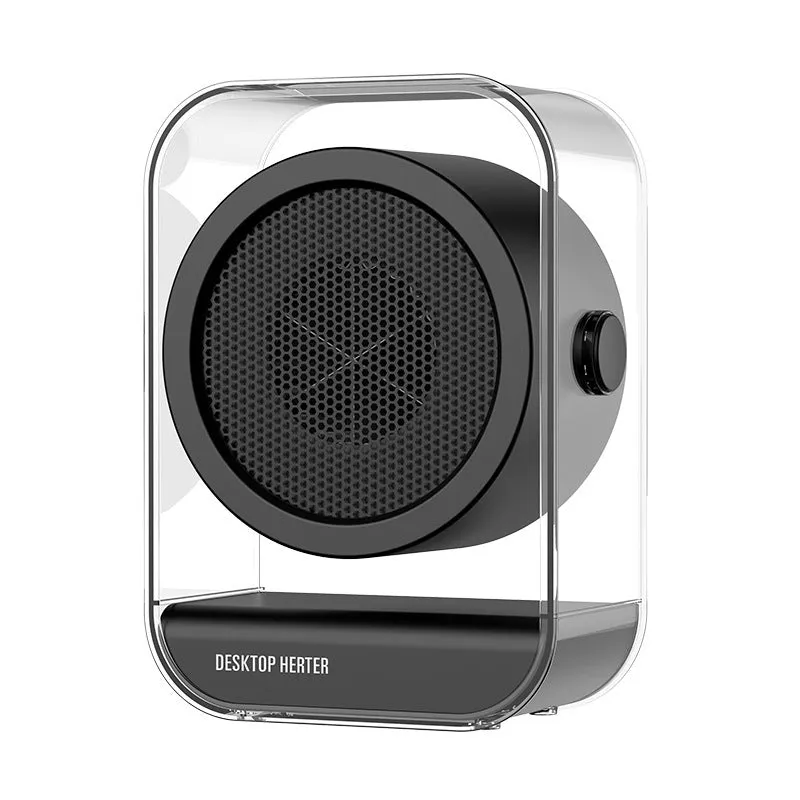 Beige desktop heater with 500W heating wire, two fan speeds, and automatic power-off, 196x266mm