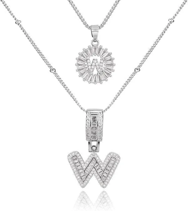 18K gold plated copper alphabet pendant necklace letter A with melon seeds chain on white background