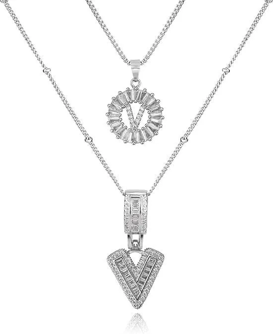 18K gold plated copper alphabet pendant necklace letter A with melon seeds chain on white background