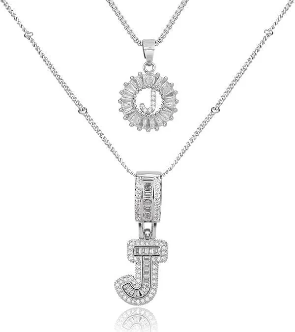 18K gold plated copper alphabet pendant necklace letter A with melon seeds chain on white background