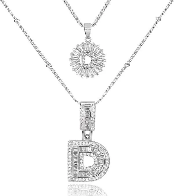 18K gold plated copper alphabet pendant necklace letter A with melon seeds chain on white background
