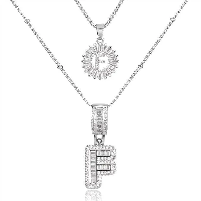 18K gold plated copper alphabet pendant necklace letter A with melon seeds chain on white background