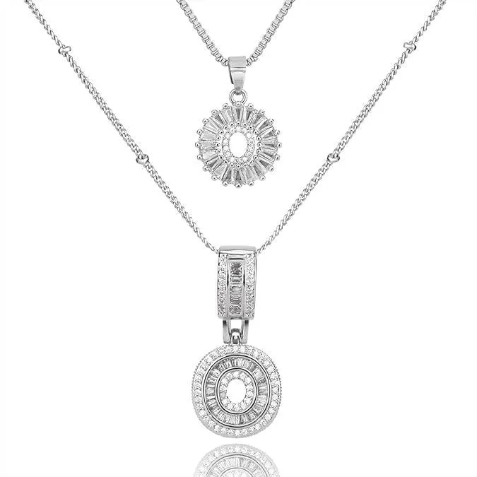 18K gold plated copper alphabet pendant necklace letter A with melon seeds chain on white background