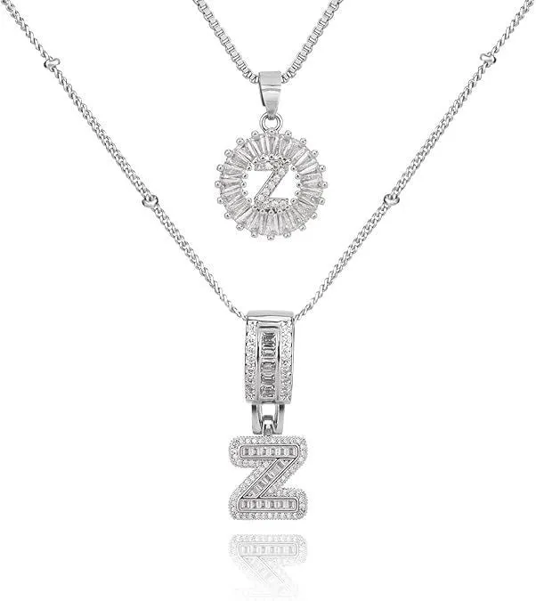 18K gold plated copper alphabet pendant necklace letter A with melon seeds chain on white background