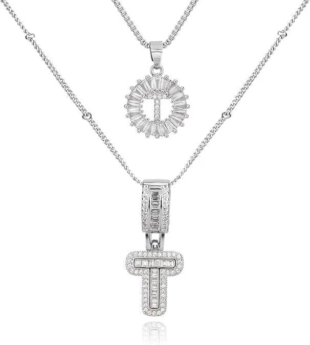 18K gold plated copper alphabet pendant necklace letter A with melon seeds chain on white background