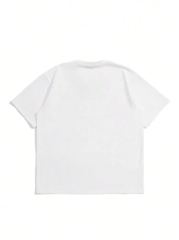Men's casual cotton T-shirt with Japanese retro style in solid colour design