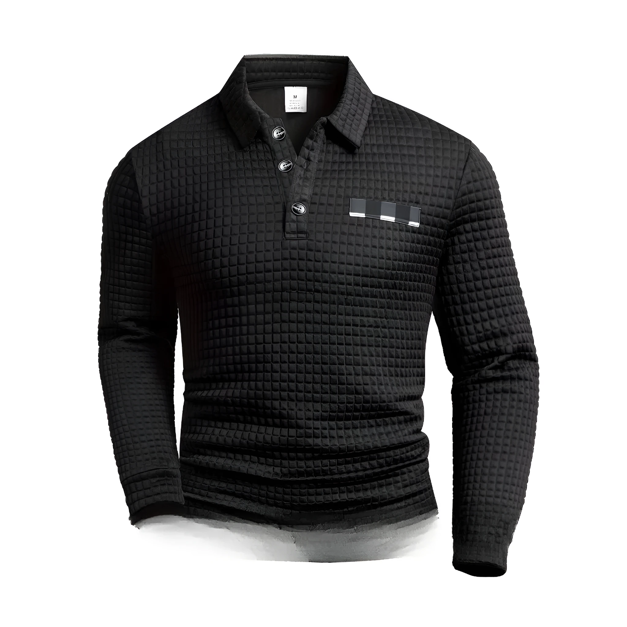 Trendy casual loose fit long sleeve waffle polo sweater in multiple colours for spring