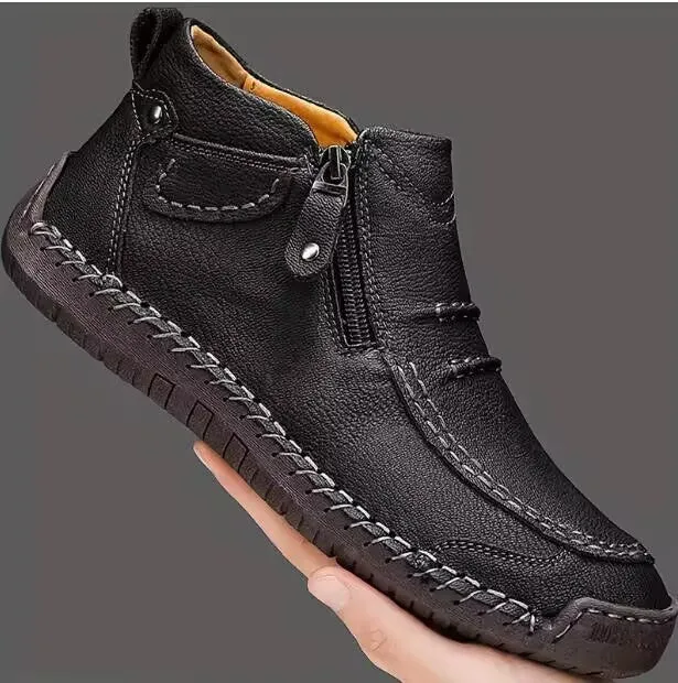 Chelsea plus size men's casual slip-on flat high top shoes with animal pattern and sewing line detail