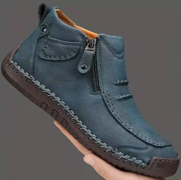 Chelsea plus size men's casual slip-on flat high top shoes with animal pattern and sewing line detail