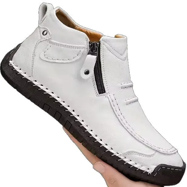 Chelsea plus size men's casual slip-on flat high top shoes with animal pattern and sewing line detail