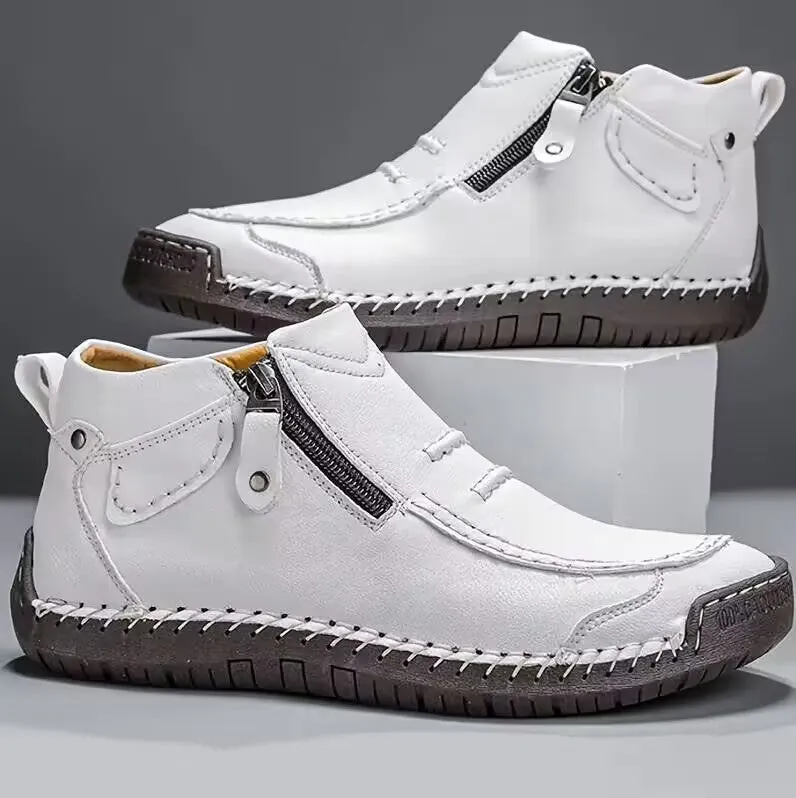 Chelsea plus size men's casual slip-on flat high top shoes with animal pattern and sewing line detail