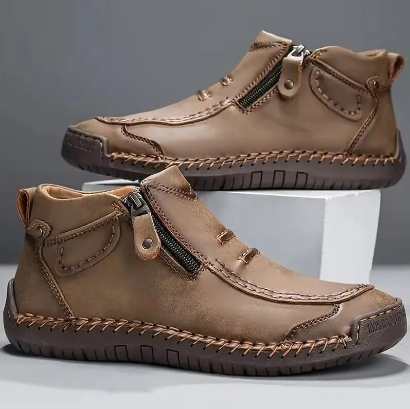 Chelsea plus size men's casual slip-on flat high top shoes with animal pattern and sewing line detail