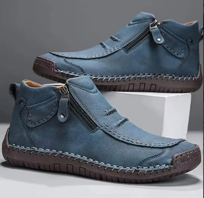 Chelsea plus size men's casual slip-on flat high top shoes with animal pattern and sewing line detail