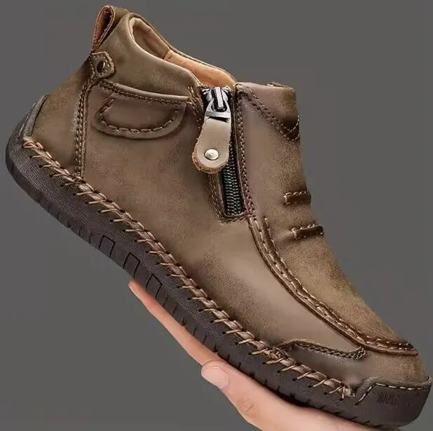 Chelsea plus size men's casual slip-on flat high top shoes with animal pattern and sewing line detail