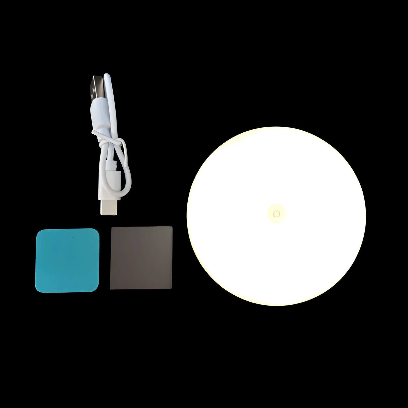 Small round night lamp with side push key, 86mm diameter, white light option
