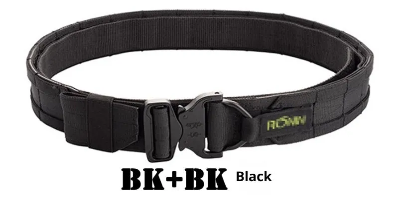 MOLLE System Tactical Buckle Belt, 4cm width, in black colour with buckle and webbing loops
