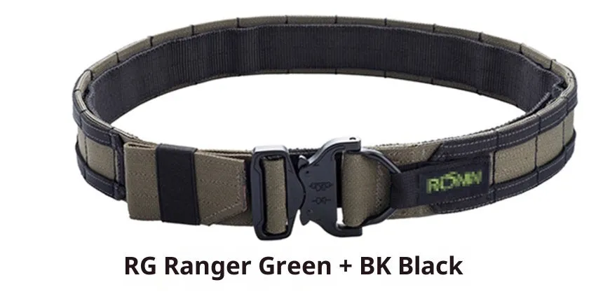 MOLLE System Tactical Buckle Belt, 4cm width, in black colour with buckle and webbing loops
