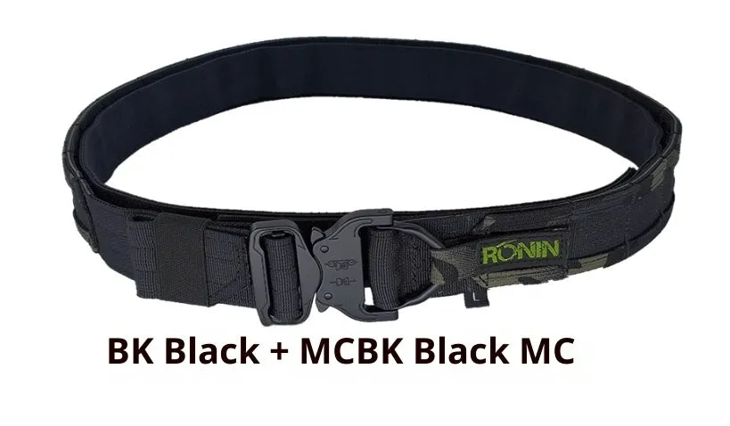 MOLLE System Tactical Buckle Belt, 4cm width, in black colour with buckle and webbing loops