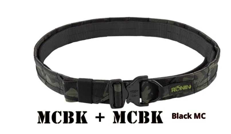 MOLLE System Tactical Buckle Belt, 4cm width, in black colour with buckle and webbing loops