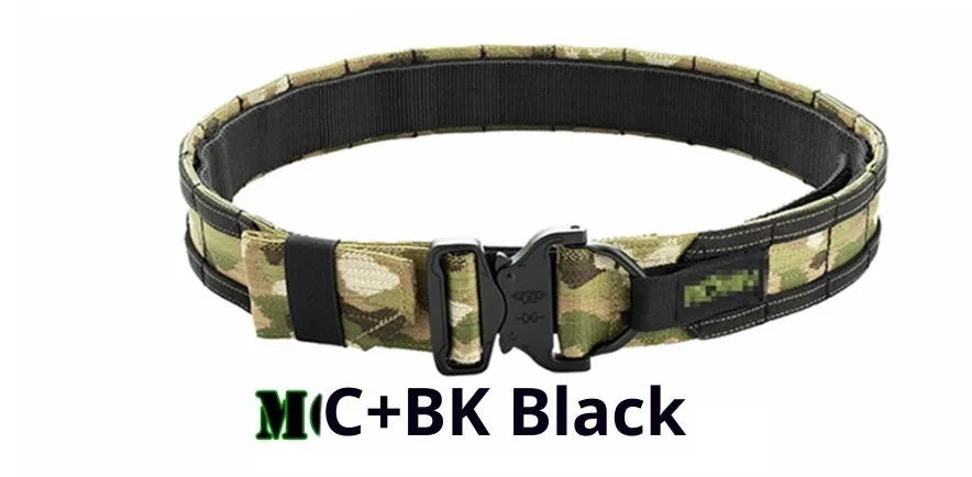 MOLLE System Tactical Buckle Belt, 4cm width, in black colour with buckle and webbing loops
