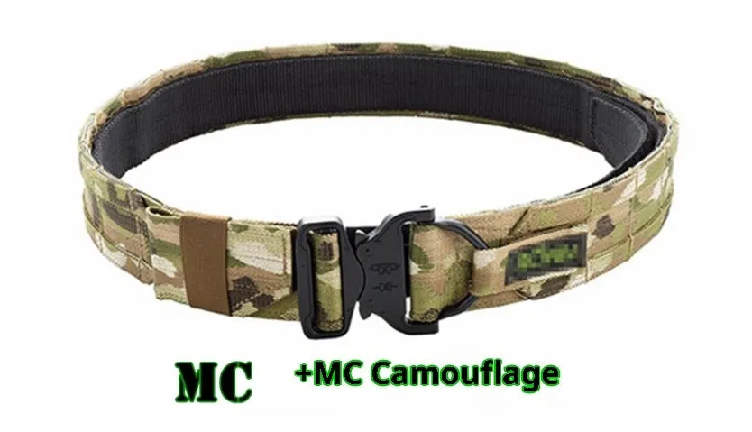 MOLLE System Tactical Buckle Belt, 4cm width, in black colour with buckle and webbing loops