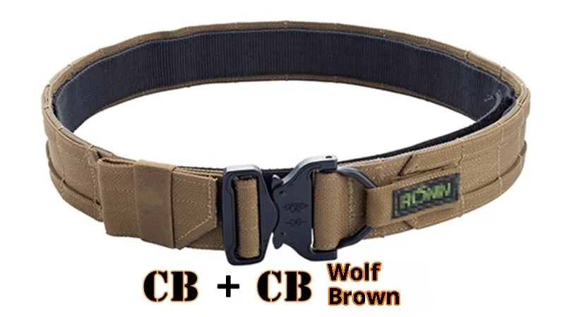 MOLLE System Tactical Buckle Belt, 4cm width, in black colour with buckle and webbing loops