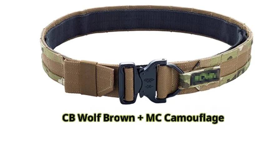 MOLLE System Tactical Buckle Belt, 4cm width, in black colour with buckle and webbing loops