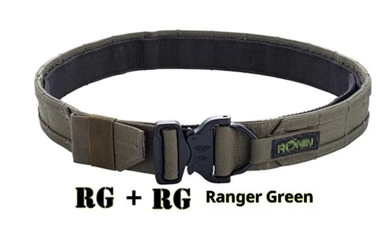 MOLLE System Tactical Buckle Belt, 4cm width, in black colour with buckle and webbing loops