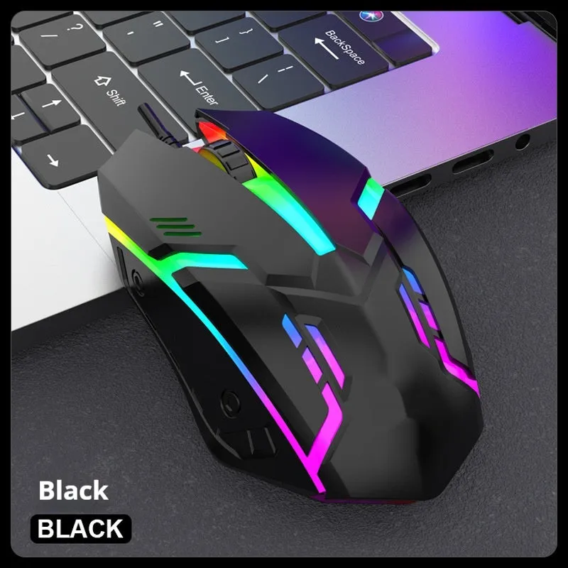 E-sports weighted wired USB mouse in black with large body and cable, photoelectric sensor for gaming
