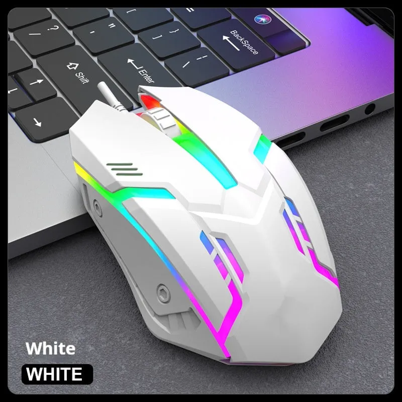 E-sports weighted wired USB mouse in black with large body and cable, photoelectric sensor for gaming