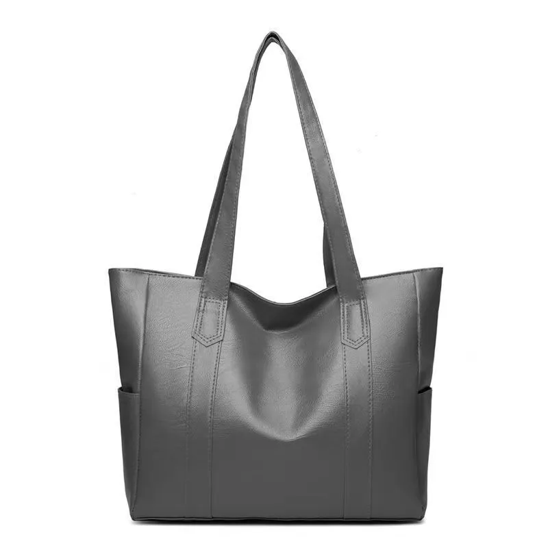 Retro soft PU tote handbag in yellowish brown with double shoulder straps and horizontal square shape