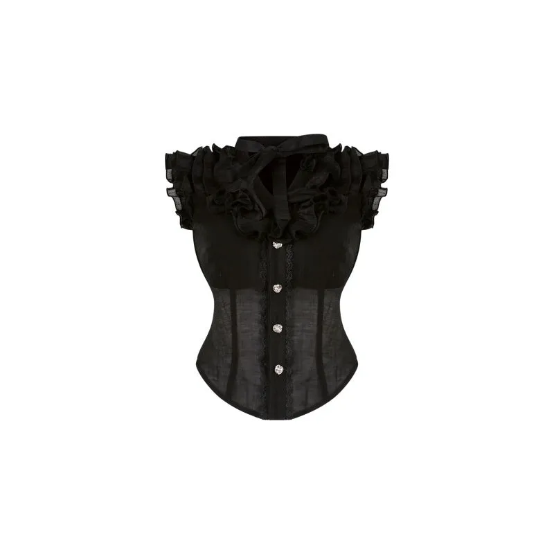 Black micro transparent top, lace cake dress, and knitted shawl three-piece Gothic set for women, summer style, Asian sizes
