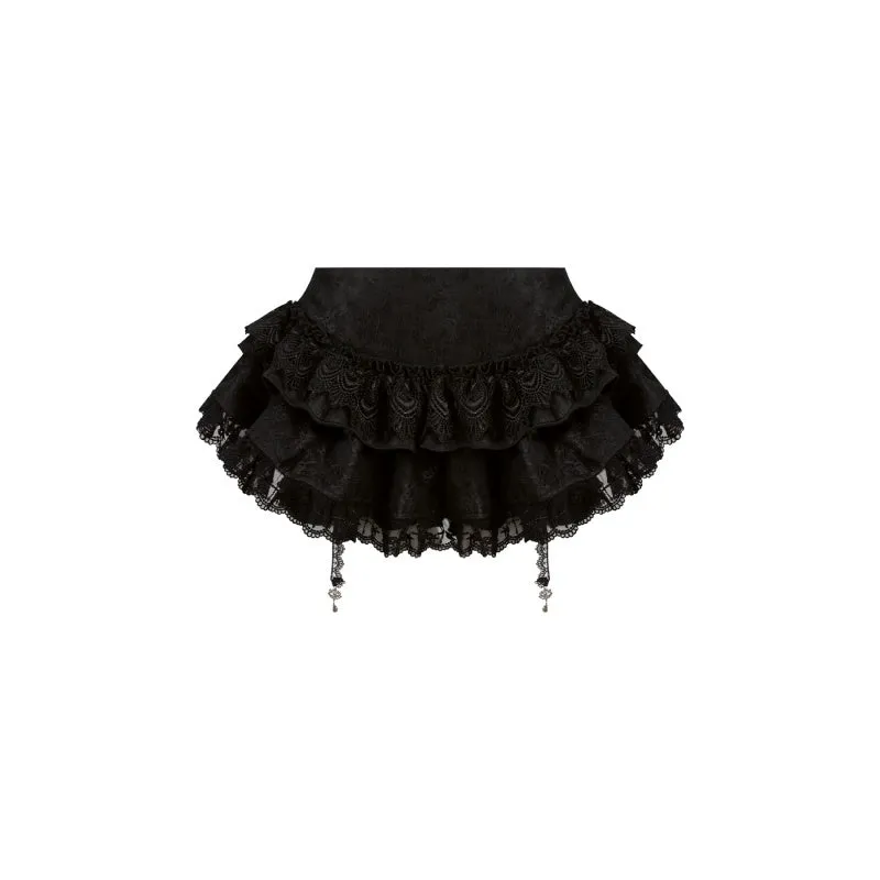 Black micro transparent top, lace cake dress, and knitted shawl three-piece Gothic set for women, summer style, Asian sizes