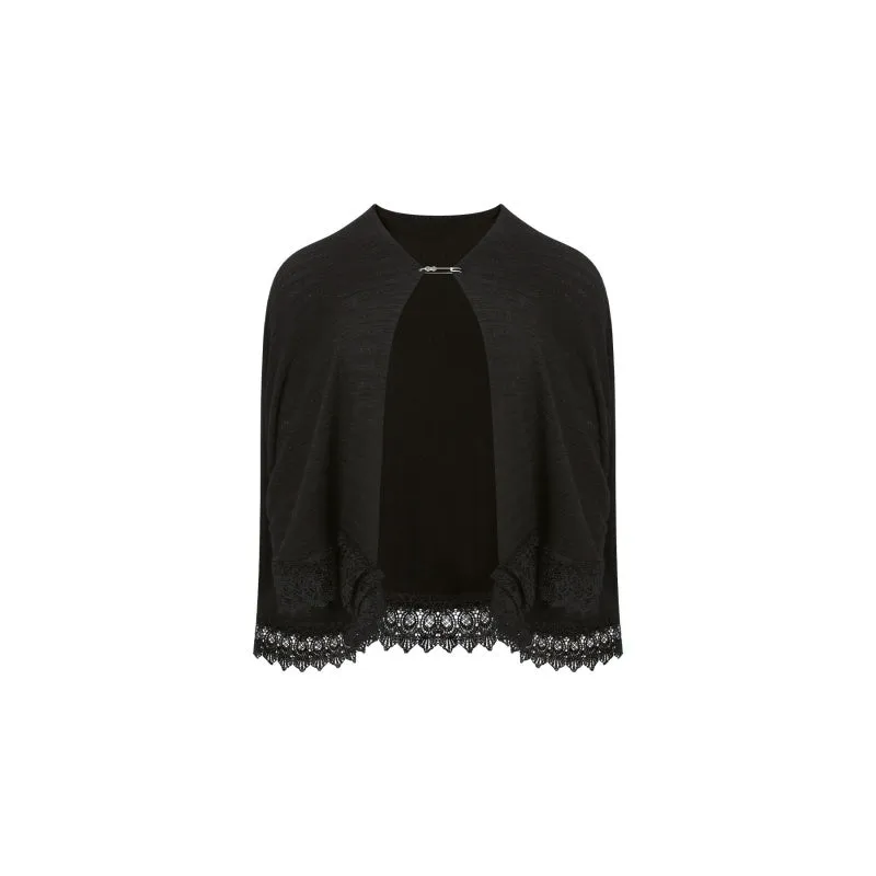 Black micro transparent top, lace cake dress, and knitted shawl three-piece Gothic set for women, summer style, Asian sizes