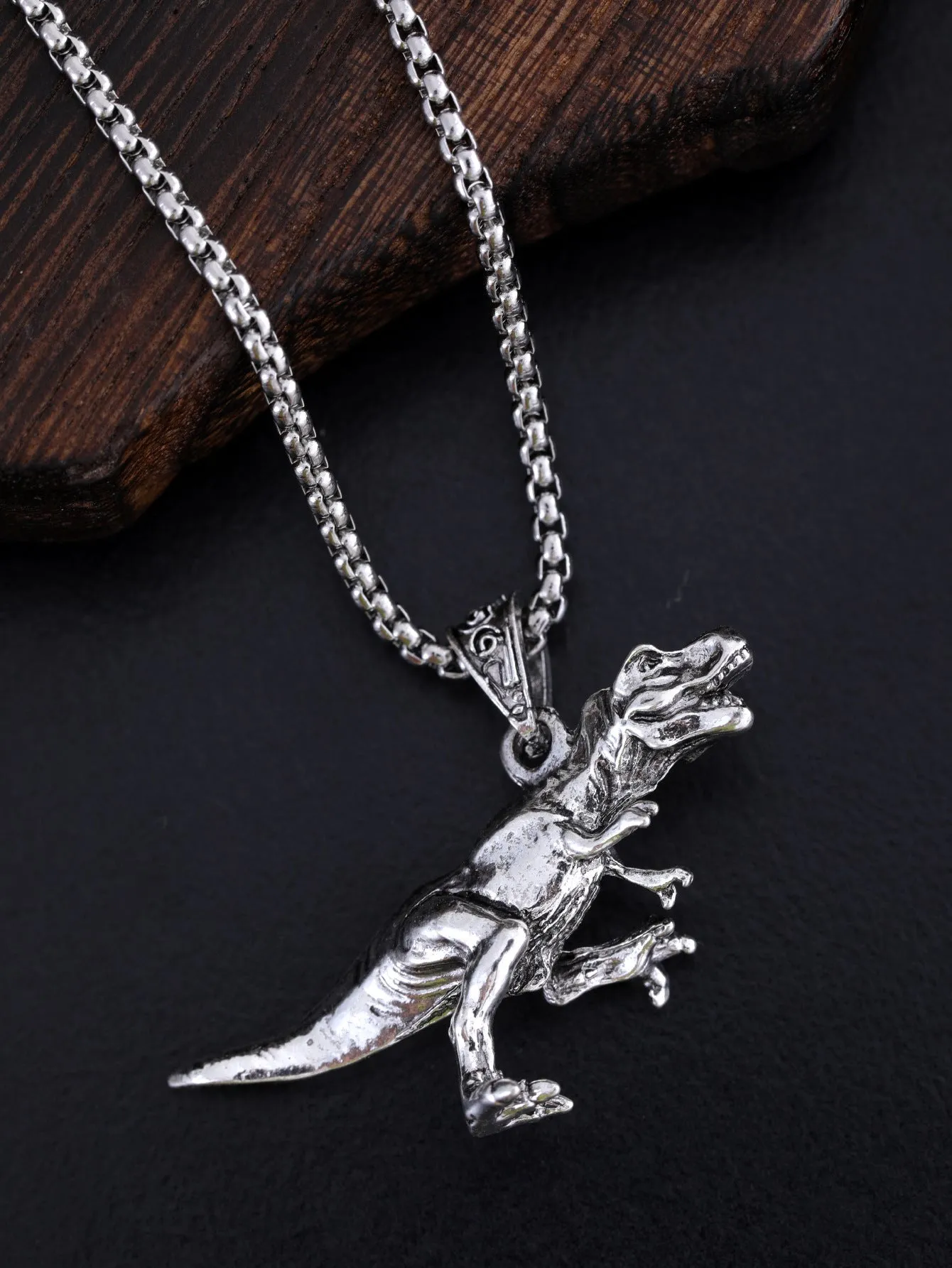 New hip hop style titanium dinosaur pendant necklace for men women