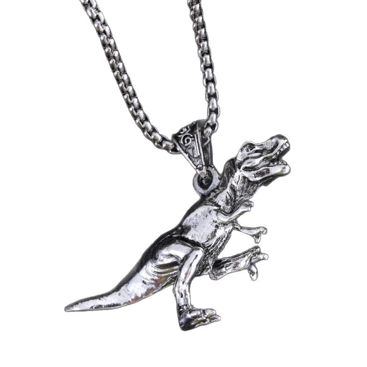 New hip hop style titanium dinosaur pendant necklace for men women