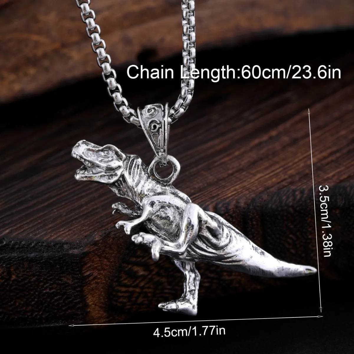New hip hop style titanium dinosaur pendant necklace for men women