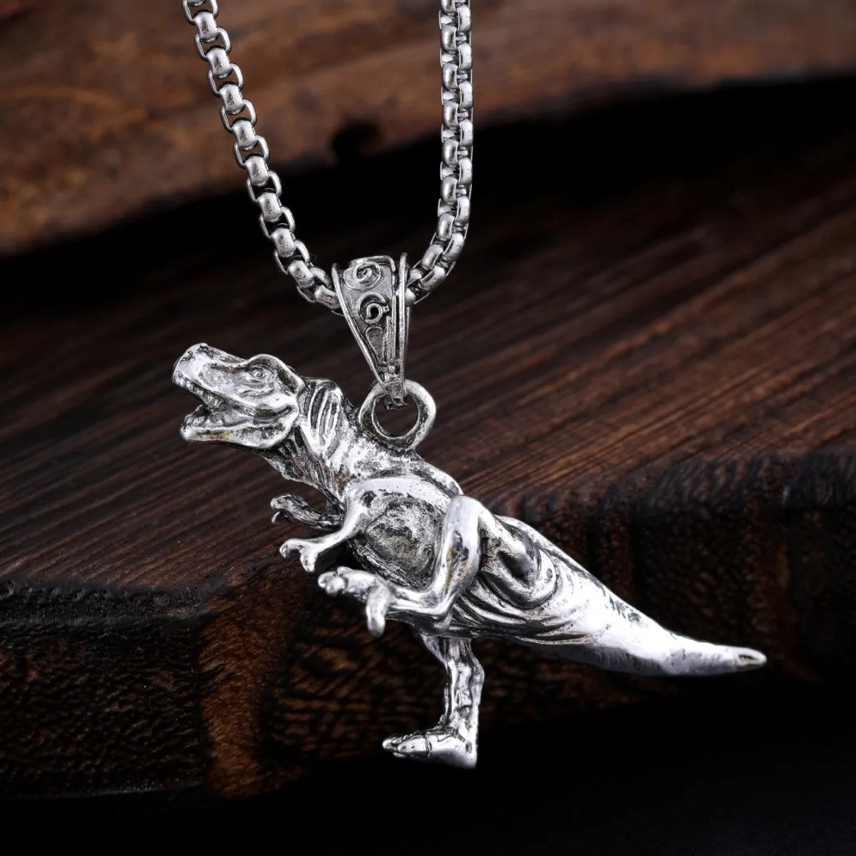 New hip hop style titanium dinosaur pendant necklace for men women
